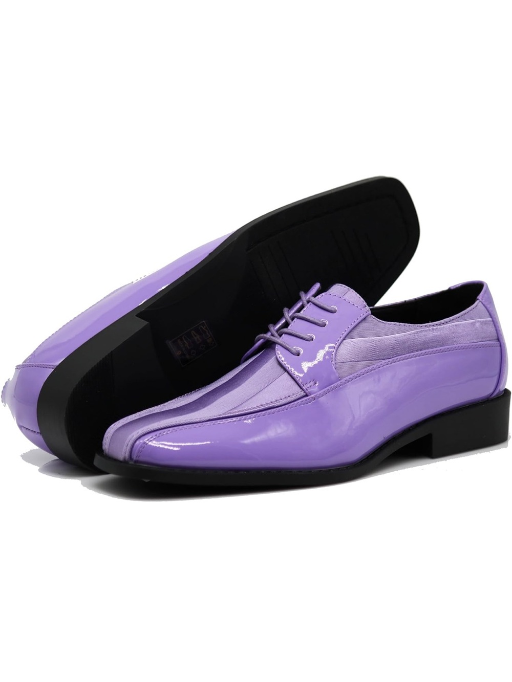 Enzo Romeo Men's Purple Patent Lace-Up Dress Shoes